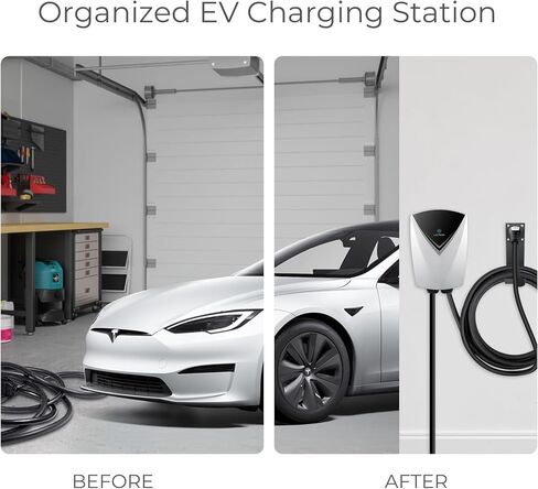 Lectron Tesla NACS شاحن السيارة الكهربائية فوهة الحافظة وخطاف J لإدارة الكابلات - منظم سلك شاحن Tesla متوافق مع موصل الهاتف المحمول وموصل الحائط in Saudi Arabia