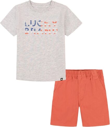 Lucky Brand Boys 2 Piece Knit Woven Short Set in Saudi Arabia
