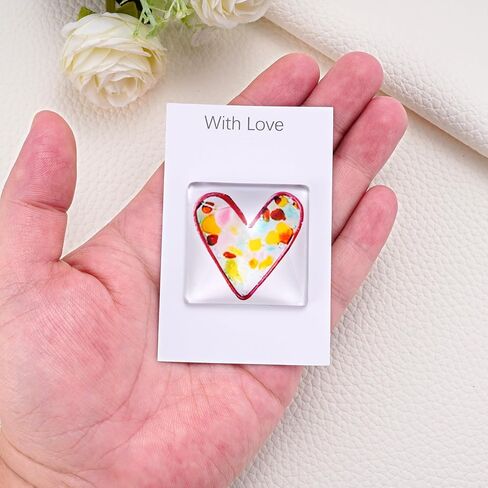MIXJOY Fused Glass Heart Pocket Hug Token, Small Miss You Gift, Friendship Fused Glass Hug Keepsake Gift, Thinking of You in Saudi Arabia