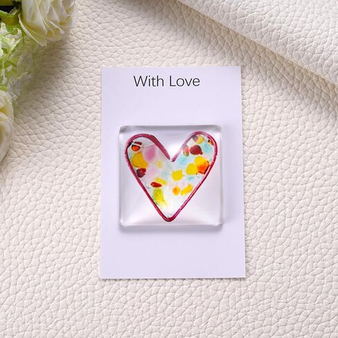 MIXJOY Fused Glass Heart Pocket Hug Token, Small Miss You Gift, Friendship Fused Glass Hug Keepsake Gift, Thinking of You in Saudi Arabia