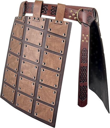 Medieval Faux Leather Waist Armor, Retro Double Sides Thigh Armor with Adjustable Belt, Mercenary Knights Skirt Armor in Kuwait