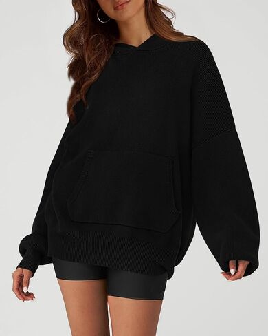 Dowerme المرأة البلوزات المتضخم 2024 فانوس كم طويل قطرة الكتف مكتنزة متماسكة قناع السترة سترة مع جيب in Kuwait