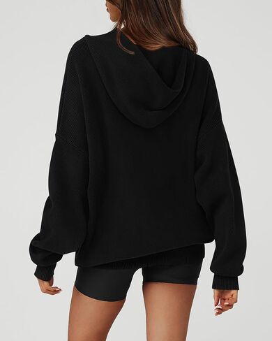 Dowerme المرأة البلوزات المتضخم 2024 فانوس كم طويل قطرة الكتف مكتنزة متماسكة قناع السترة سترة مع جيب in Kuwait