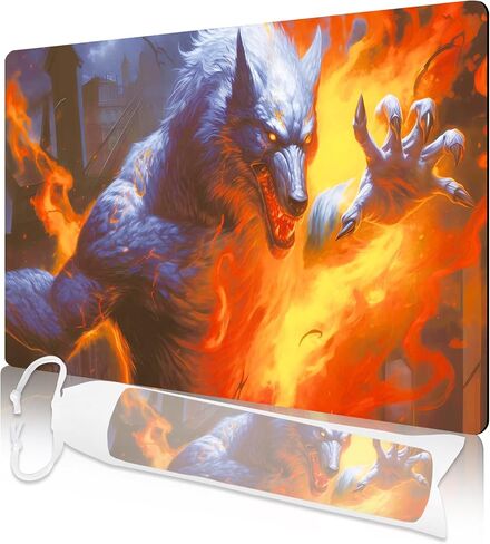 MTG Playmat, 24" x 14" Playmat for MTG TCG Card Game Playmats with Free Storage Bag Smooth Rubber Surface Anti-Slip Vibrant Artwork MTG Game Mat(Vicious Wolf MTG Playmat) in Saudi Arabia
