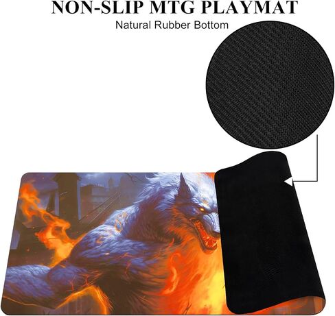 MTG Playmat, 24" x 14" Playmat for MTG TCG Card Game Playmats with Free Storage Bag Smooth Rubber Surface Anti-Slip Vibrant Artwork MTG Game Mat(Vicious Wolf MTG Playmat) in Saudi Arabia