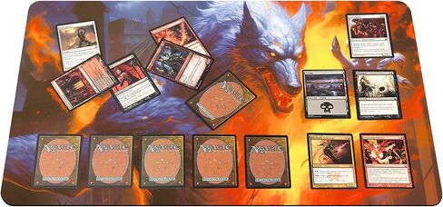 MTG Playmat, 24" x 14" Playmat for MTG TCG Card Game Playmats with Free Storage Bag Smooth Rubber Surface Anti-Slip Vibrant Artwork MTG Game Mat(Vicious Wolf MTG Playmat) in Saudi Arabia