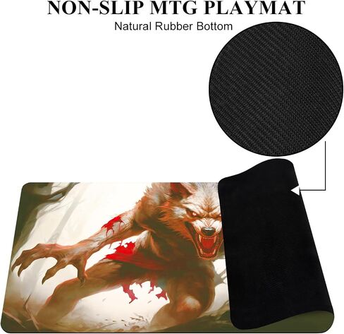 MTG Playmat, 24" x 14" Playmat for MTG TCG Card Game Playmats with Free Storage Bag Smooth Rubber Surface Anti-Slip Vibrant Artwork MTG Game Mat(Vicious Wolf MTG Playmat) in Saudi Arabia