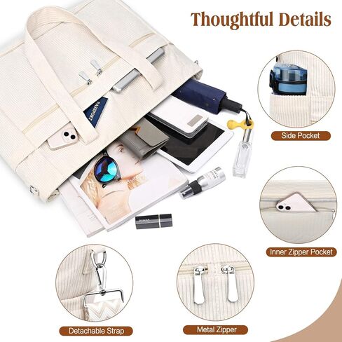 حقيبة كتف نسائية من BKNOOU حقيبة كتف كبيرة مع جيوب بسحاب وحقيبة يد للسفر والعمل والاستخدام اليومي in Kuwait