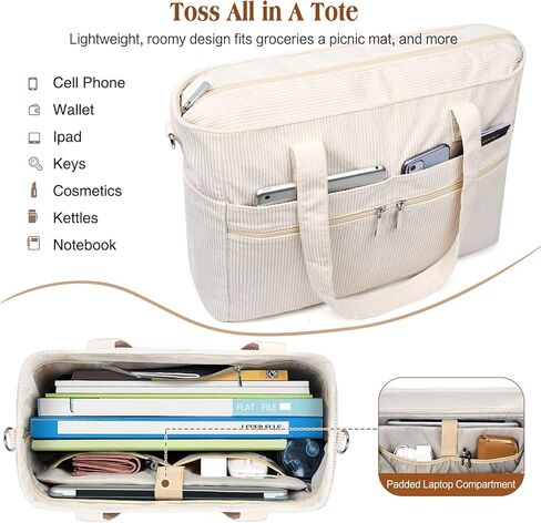 حقيبة كتف نسائية من BKNOOU حقيبة كتف كبيرة مع جيوب بسحاب وحقيبة يد للسفر والعمل والاستخدام اليومي in Kuwait