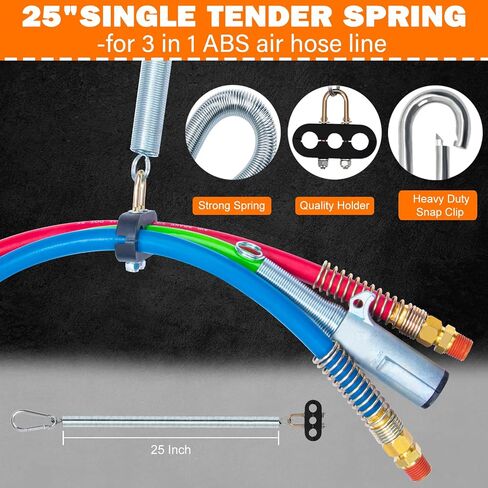 KOOTANS 12FT Semi Truck Air Line Kit with Gladhands, Handles, Holder, Tender Spring Kit 3 in 1 Air Brake Hoses and 7 Way Trailer Cord Air Lines Set for Semi Truck Trailer Tractor in Saudi Arabia
