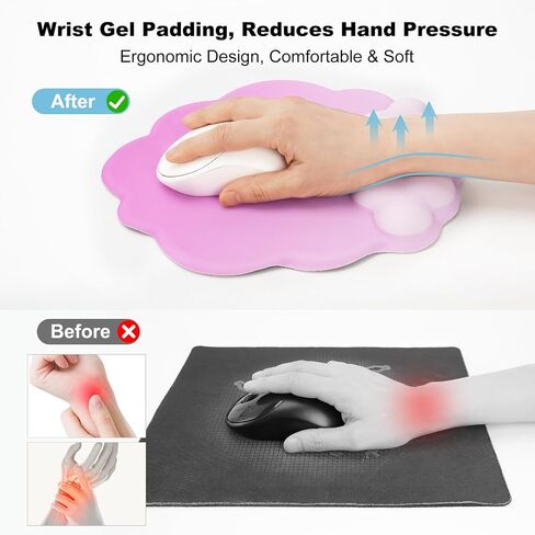 Ergonomic Mousepad with Wrist Rest, Cute Desk Mat for Desktop, Office Desk Mat (Pink), Medium, Clnd-01 in Saudi Arabia