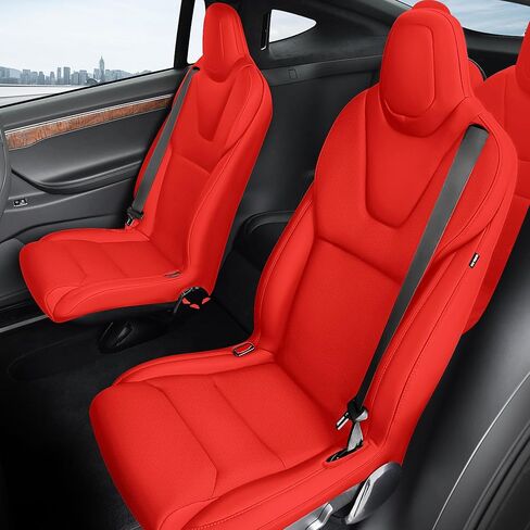 FREESOO Customized Seat Covers for Tesla Model X 6 Seats 2016 2017 2018 2019 Faux Leather Seat Covers Full Set Accessories, 3 Row - Black in Kuwait
