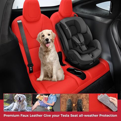 FREESOO Customized Seat Covers for Tesla Model X 6 Seats 2016 2017 2018 2019 Faux Leather Seat Covers Full Set Accessories, 3 Row - Black in Kuwait