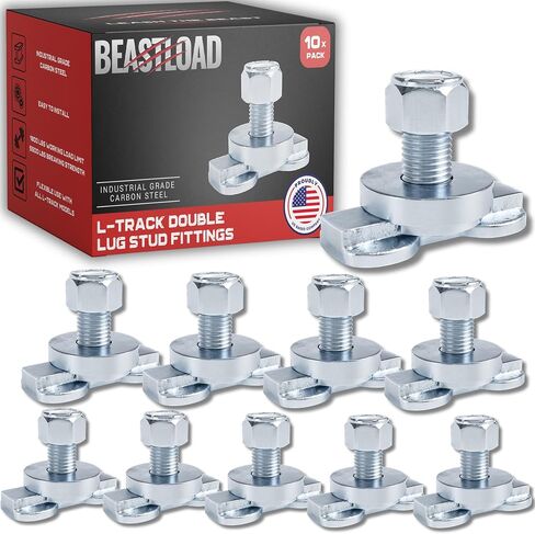 L Track Stud Fittings 10 Pack Double Lug Threaded - Airline Bolt Fitting Studs - Tie Down Mounting Bolts for Heavy Duty Anchor Points - L-Track Accessories for Cargo System Rails in Saudi Arabia