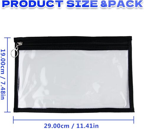 8 قطع من الأكياس الشفافة ذات السحاب متعددة الأغراض من البلاستيك PVC المقاوم للماء للسفر، وتنظيم ملفات المستندات، واللوازم المكتبية، ومحفظة مستحضرات التجميل، وتنظيم أقلام الرصاص (حواف سوداء، 7.5 × 11.4 بوصة) in Kuwait