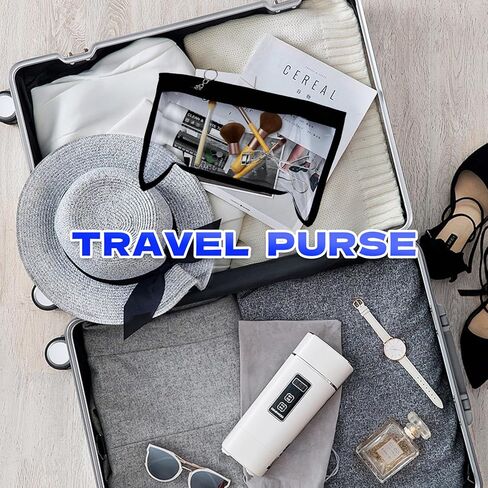 8 قطع من الأكياس الشفافة ذات السحاب متعددة الأغراض من البلاستيك PVC المقاوم للماء للسفر، وتنظيم ملفات المستندات، واللوازم المكتبية، ومحفظة مستحضرات التجميل، وتنظيم أقلام الرصاص (حواف سوداء، 7.5 × 11.4 بوصة) in Kuwait