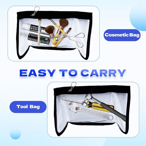 8 قطع من الأكياس الشفافة ذات السحاب متعددة الأغراض من البلاستيك PVC المقاوم للماء للسفر، وتنظيم ملفات المستندات، واللوازم المكتبية، ومحفظة مستحضرات التجميل، وتنظيم أقلام الرصاص (حواف سوداء، 7.5 × 11.4 بوصة) in Kuwait