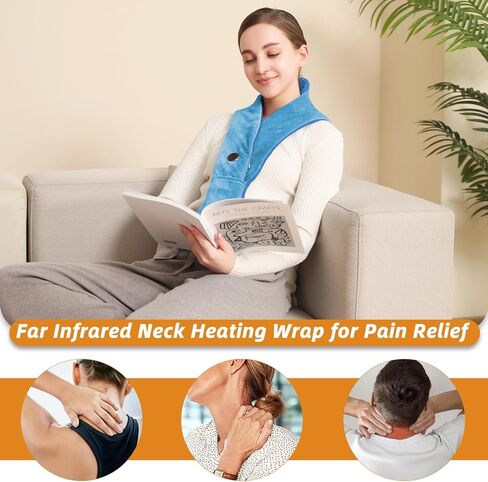 وسادة تدفئة للرقبة من ريمو، وسادة تدفئة لاسلكية محمولة لألم الرقبة، لفافة رقبة مدمجة مع وشاح ناعم ومسخن هدية للعائلة، رمادي in Kuwait