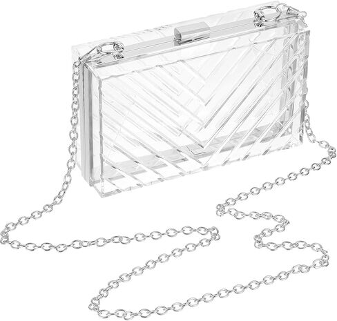 uxcell Women Acrylic Clear Clutch Purses Evening Handbag Crossbody Bag with Chain for Wedding Prom Party, Pink/Gold in Saudi Arabia