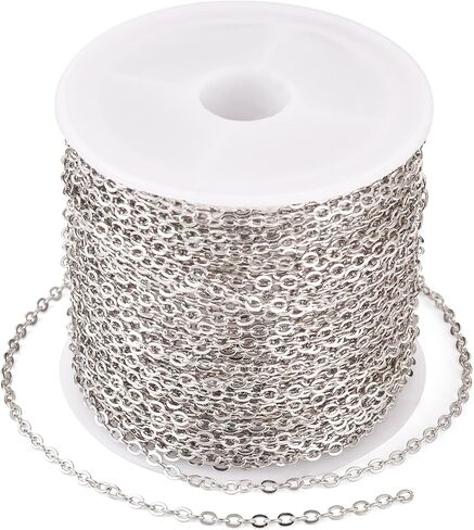 Beadthoven 32.8Ft Brass Flat Cable Chain for Jewelry Making 2mm Antique Bronze Flat Cross DIY Necklace Chain Bracelet Jewelry Finding Chains Extender Chains Bulk for Jewelry Making Supplies in Saudi Arabia