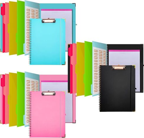 3 Pcs Clipboard Folio with Refillable Notepad for Letter Size 11" x 8.5" Clipboard Folder with Storage 5 Folders with 10 Pockets Elastic Closure and Pen Loop for Office Nurse in Saudi Arabia