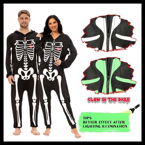 Skeleton Family Halloween costumes - Glow in the Dark Skeleton Costume for Adult Women Men Kids Boys Girls in Saudi Arabia