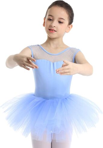 FEESHOW Kids Girls Ballerina Ballet Dance Tutu فستان يوتار تنورة قاعة الرقص مجموعة أزياء الرقص in Saudi Arabia