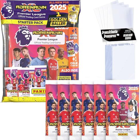 Panini Adrenalyn XL Premier League Soccer Trading Cards 2024-2025 Starter Pack, 6 Extra Packs & 100 Card Protectors in Kuwait