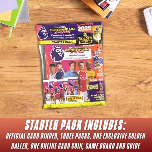 Panini Adrenalyn XL Premier League Soccer Trading Cards 2024-2025 Starter Pack, 6 Extra Packs & 100 Card Protectors in Kuwait