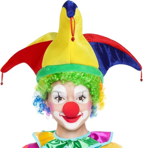 قطعتان من قبعة المهرج، قبعة مهرج مع أجراس، أغطية رأس مضحكة، إكسسوار أزياء المهرج لديكور حفلات الهالوين in Kuwait