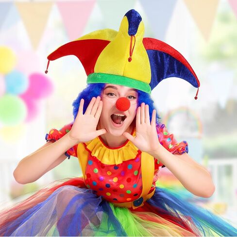 قطعتان من قبعة المهرج، قبعة مهرج مع أجراس، أغطية رأس مضحكة، إكسسوار أزياء المهرج لديكور حفلات الهالوين in Kuwait