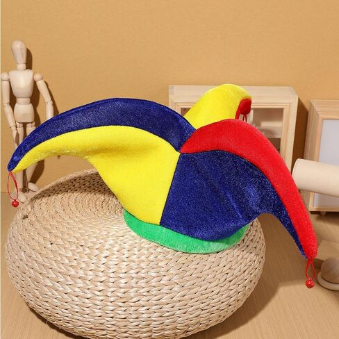 قطعتان من قبعة المهرج، قبعة مهرج مع أجراس، أغطية رأس مضحكة، إكسسوار أزياء المهرج لديكور حفلات الهالوين in Kuwait