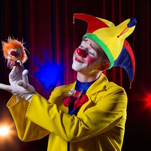 قطعتان من قبعة المهرج، قبعة مهرج مع أجراس، أغطية رأس مضحكة، إكسسوار أزياء المهرج لديكور حفلات الهالوين in Kuwait