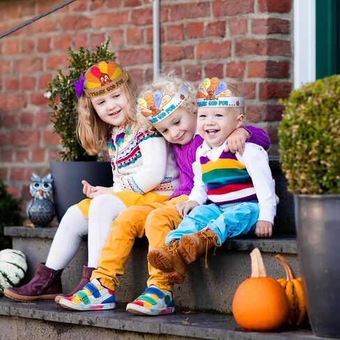 Sumind 24 قطعة تلوين تيجان تركيا الخاصة بك حرفة عيد الشكر للأطفال قبعة ورقية لعيد الشكر لتركيا لنشاط عيد الشكر في مدرسة الأحد (كلاسيكي) in Kuwait