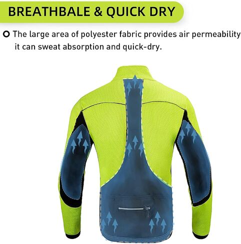 Cycling Bike Jacket for Men, Fleece Thermal Running Coat Windproof Breathable Mountain Biking Softshell Jacket in Saudi Arabia