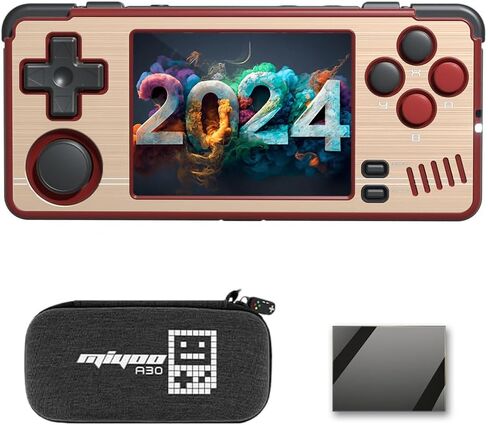 Miyoo A30 Handheld Game Console 2.8-inch with Portable Case Red Gold in Saudi Arabia