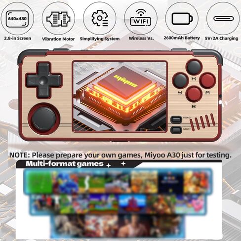 Miyoo A30 Handheld Game Console 2.8-inch with Portable Case Red Gold in Saudi Arabia