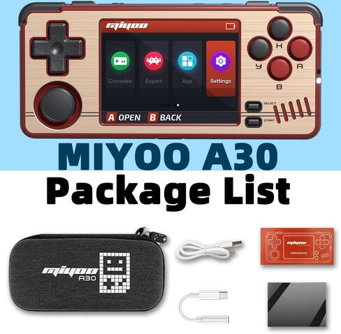 Miyoo A30 Handheld Game Console 2.8-inch with Portable Case Red Gold in Saudi Arabia