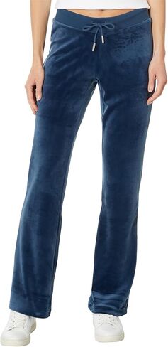 Juicy Couture للسيدات، بنطال قطيفة بخصر مضلع صلب مع رباط سحب، Midnight Sea، متوسط، 32 in Saudi Arabia