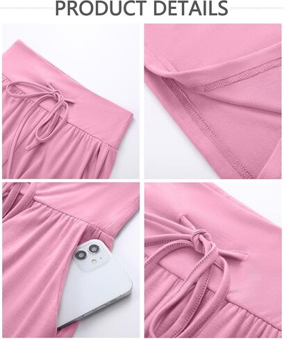 مجموعة من 3 سراويل بالازو للسيدات مع جيوب كاجوال واسعة الساق وخصر عالٍ ورباط وقابل للتمدد in Kuwait