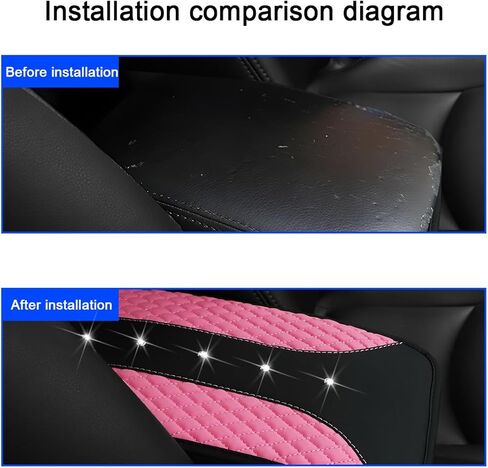 Mandark Bling Leather Car Center Console Cover, Crystal Rhinestone Vehicle Armrest Seat Box Protector, Waterproof Non-Slip Auto Arm Rest Decor Cushion, Universal for SUV, Truck, RV（Red） in Saudi Arabia
