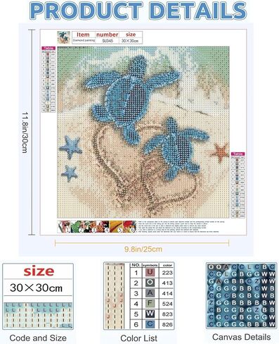 clakinla السلاحف البحرية الماس الفن مجموعات الرسم للبالغين، 5d السلاحف الماس الفن مجموعات الرسم للمبتدئين، السلاحف جوهرة اللوحة عدة الماس النقاط اللوحة لديكور جدار المنزل 12x12 بوصة in Kuwait
