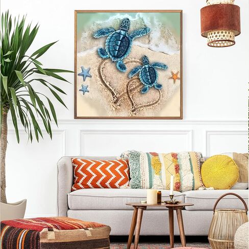 clakinla السلاحف البحرية الماس الفن مجموعات الرسم للبالغين، 5d السلاحف الماس الفن مجموعات الرسم للمبتدئين، السلاحف جوهرة اللوحة عدة الماس النقاط اللوحة لديكور جدار المنزل 12x12 بوصة in Kuwait