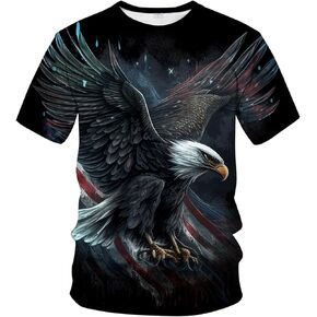 Men's 3D Eagle Print T-Shirt - Patriotic Theme,Animal Graphic Tee