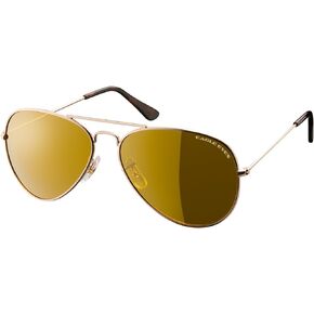 Eagle Eyes CLASSIC AVIATOR Sunglasses - Stainless Steel Frame (Gold, 57mm), Polarized Lenses