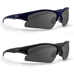 2 Pair Golf Sport Sunglasses Epoch 1 Blue/Gray w/Smoke & Black w/Smoke Lens