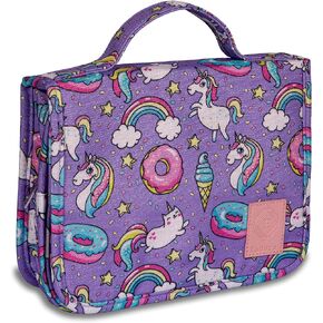 Eudora Hanging Travel Toiletry Kit Bag for Men and Boys, Waterproof Travel Organizer, Cute Dinosaur Snake Cartoon Cosmetic Weekender Bag with 360 Rotatable Hook (Blue)