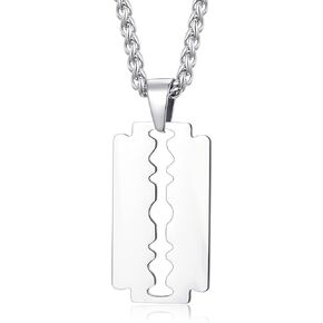 MOO&LEE Razor Blade Pendant Necklace for Men Punk Rock Jewelry Razor Pendant 24 Inch Stainless Steel Chain