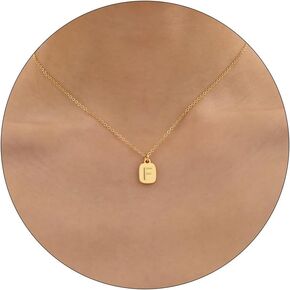 JSJOY Gold Initial Necklaces for Women Dainty Letter Pendant Necklace Minimalist Gold Plated Tag A-Z Initial Necklace Jewelry Gifts for Her Teen Girls