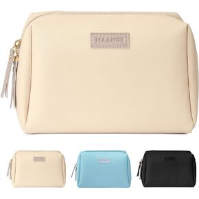 MAANGE 2 Pcs Small Makeup Bag for Purse, Cosmetic Bags with Zipper Make Up Bag of Soft PU Leather Travel Makeup Bag for Women Cute Makeup Pouch